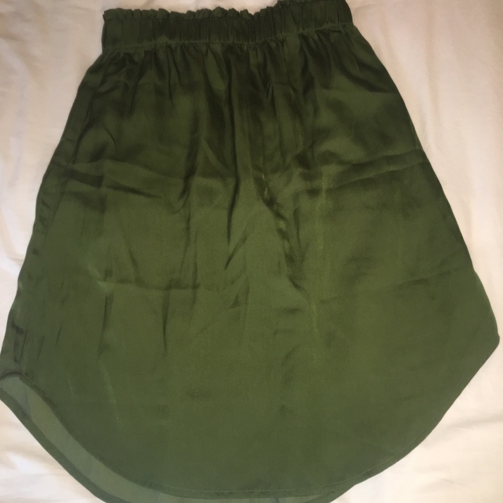 LOFT Green Silky Knee Length Skirt